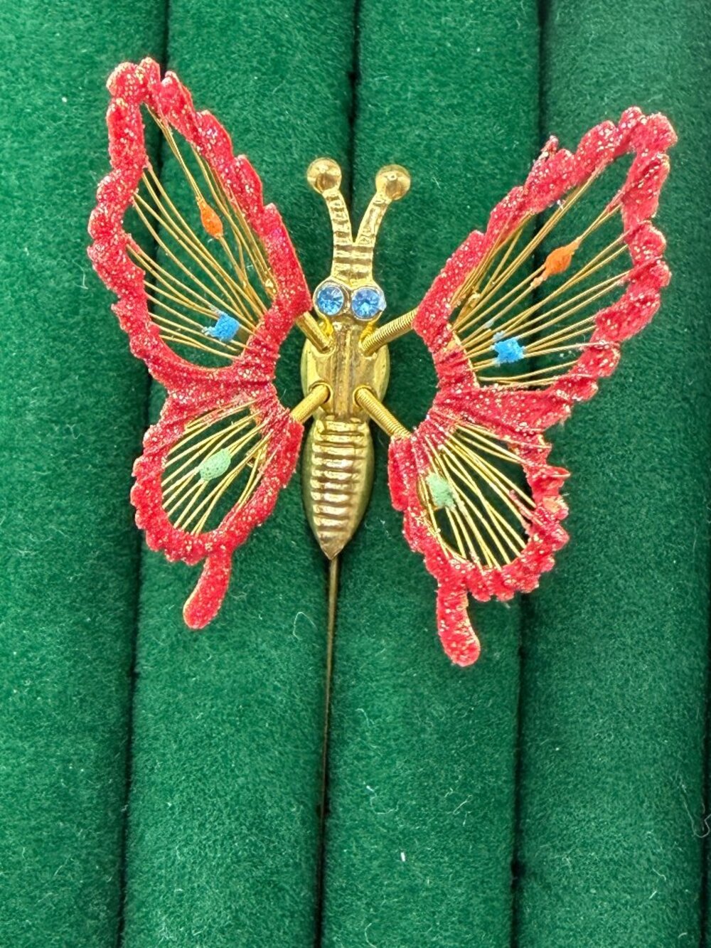 Red Butterfly Stick Pin Brooch
